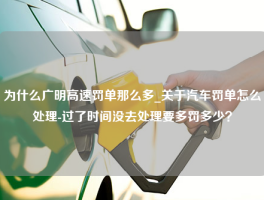 为什么广明高速罚单那么多_关于汽车罚单怎么处理-过了时间没去处理要多罚多少？