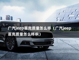 广汽jeep菲克质量怎么样（广汽jeep菲克质量怎么样啊）