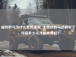 福特野马为什么免购置税_太喜欢野马这辆车了，月薪多少元才能养得起？