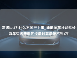 雷诺kwid为什么不国产上市_新能源车补贴延长两年买这些车代步最划算最低不到4万